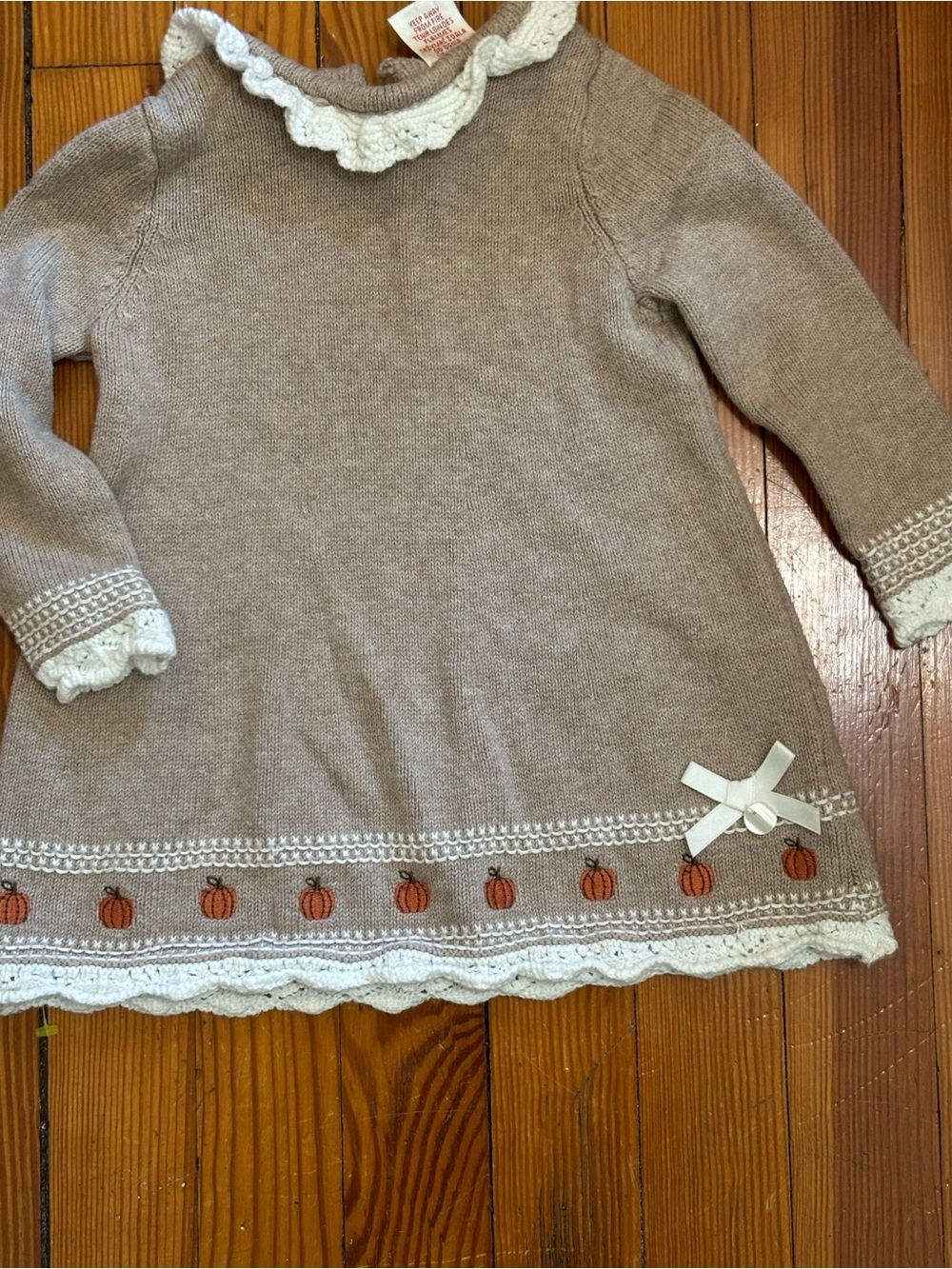 Max Studio Baby Pumpkin Sweater Dress 12M Neutral Fall Knit Boutique Style